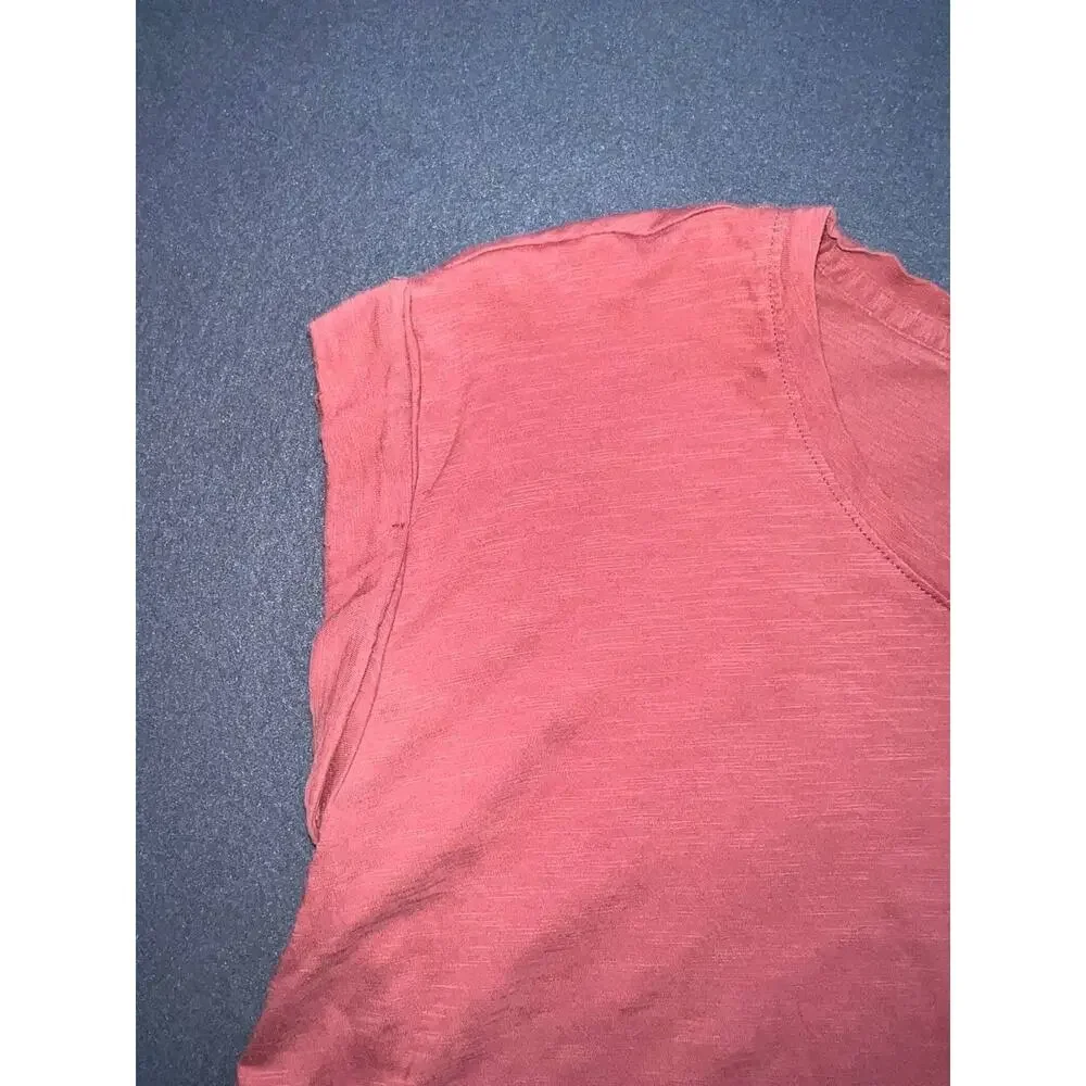 Garnet Hill organic pima cotton top Cropped Boxy Sweater Coral Medium A009257